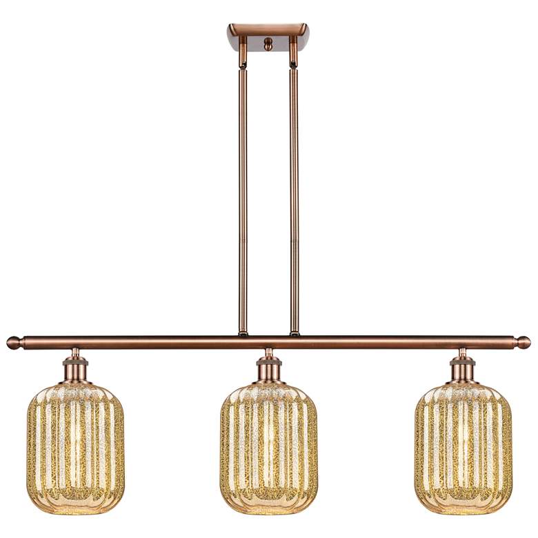 Image 1 Preston 36" Wide 3-Light Antique Copper Island Light with Mercury Shade