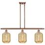 1_Preston 36" Wide 3-Light Antique Copper Island Light with Mercury Shade