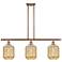 Preston 36" Wide 3-Light Antique Copper Island Light with Mercury Shade