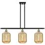 1_Preston 36" Wide 3-Light Black Antique Brass Island Light w/ Mercury Shade