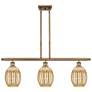 1_Preston 36" Wide 3-Light Brushed Brass Island Light with Bulb Mercury Shade