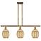 Preston 36" Wide 3-Light Brushed Brass Island Light with Bulb Mercury Shade