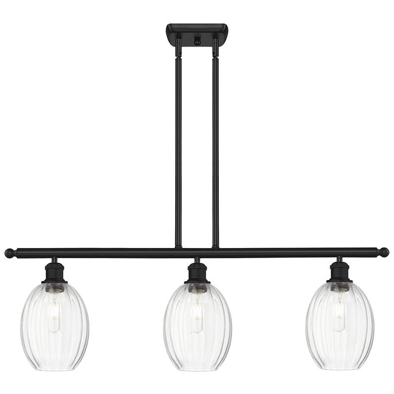 Image 1 Preston 36" Wide 3-Light Matte Black Island Light with Clear Bulb Shade