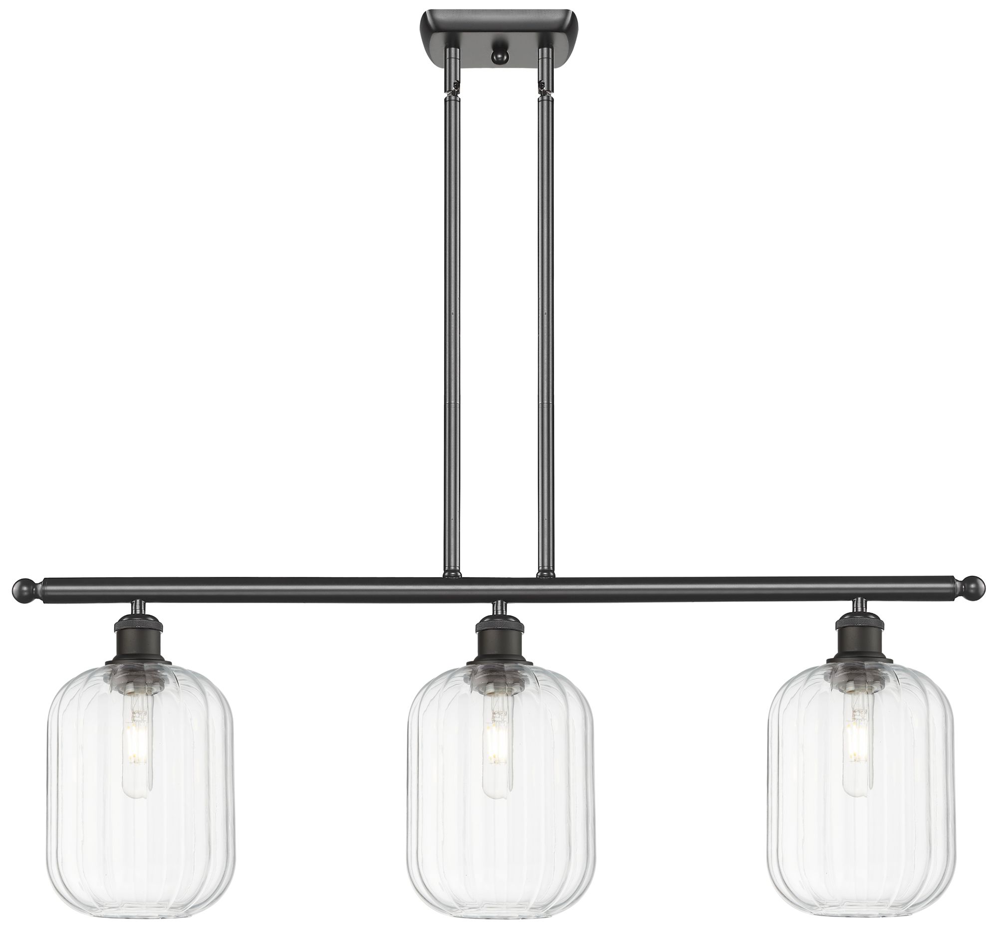 Preston 36" Wide 3-Light Oil Rubbed Bronze Island Light with Clear Shade