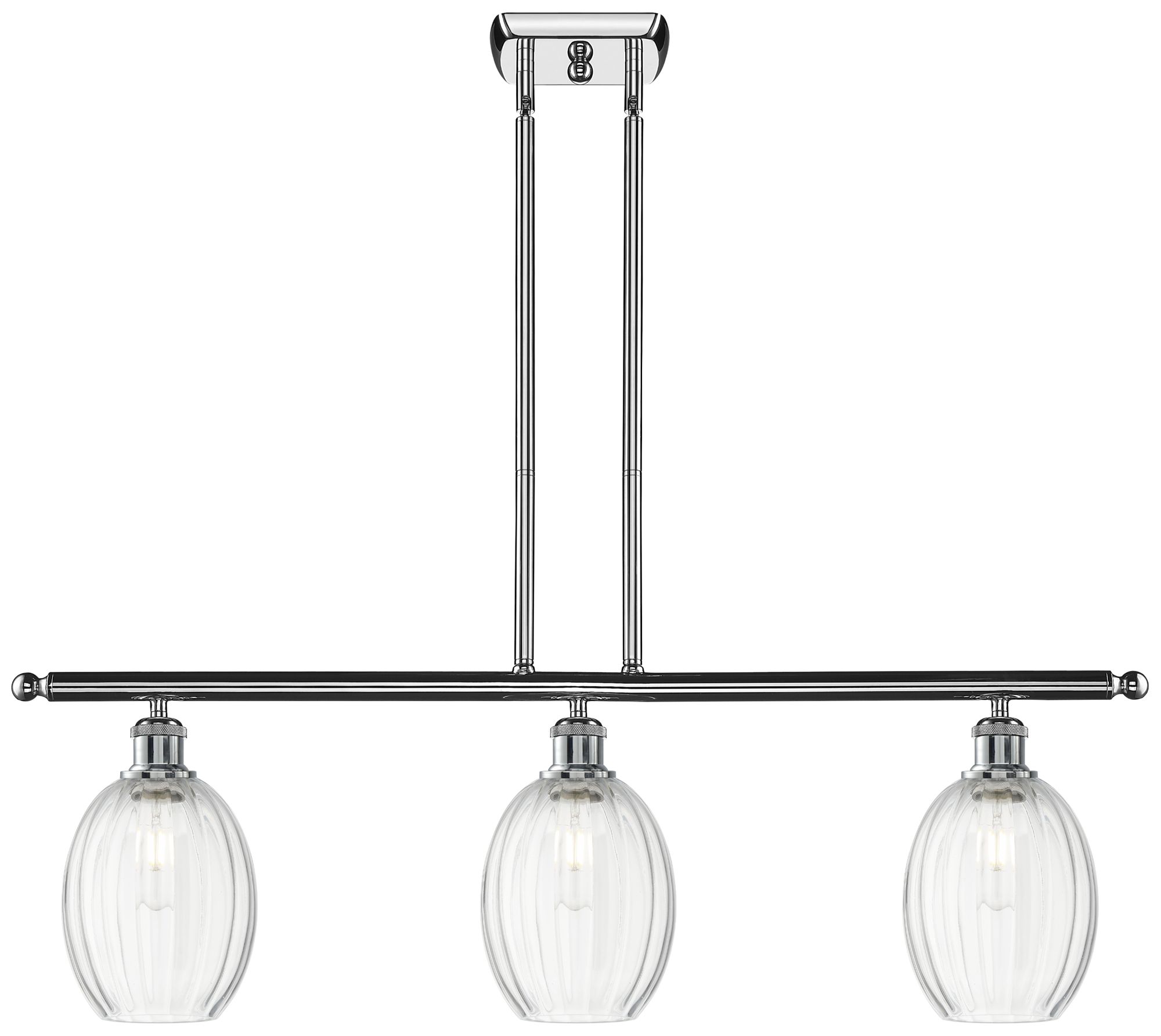 Preston 36" Wide 3-Light Polished Chrome Island Light with Clear Bulb Shade