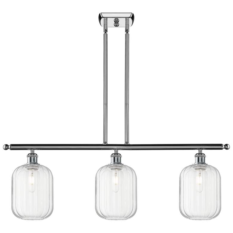 Image 1 Preston 36" Wide 3-Light Polished Chrome Island Light with Clear Jar Shade