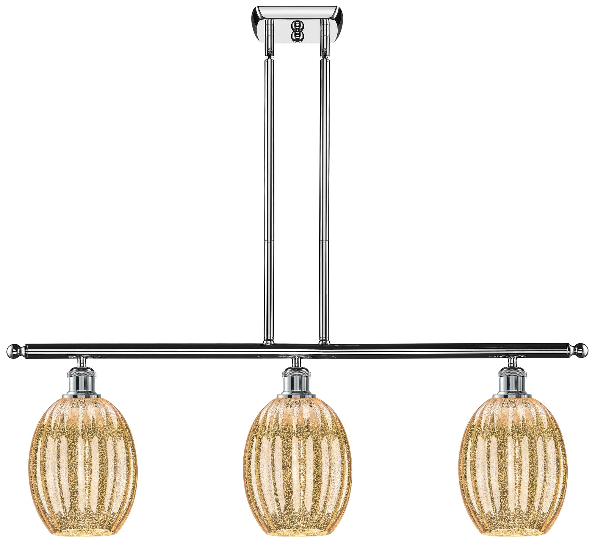 Preston 36" Wide 3-Light Polished Chrome Island Light with Mercury Shade