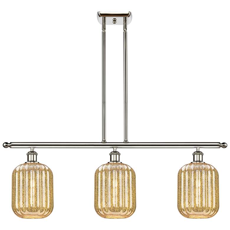 Image 1 Preston 36" Wide 3-Light Polished Nickel Island Light with Mercury Shade