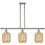 1_Preston 36" Wide 3-Light Polished Nickel Island Light with Mercury Shade