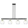 Preston 48"W 4 Light Black Brass Stem Island Light w/ Clear Globe Shade