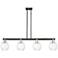 Preston 48"W 4 Light Black Brass Stem Island Light w/ Clear Globe Shade