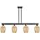 Preston 48"W 4 Light Black Stem Island Light w/ Flute Mercury Shade