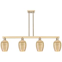 Preston 48"W 4 Light Champagne Stem Island Light w/ Flute Mercury Shade