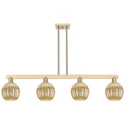 Preston 48"W 4 Light Champagne Stem Island Light w/ Mercury Globe Shade