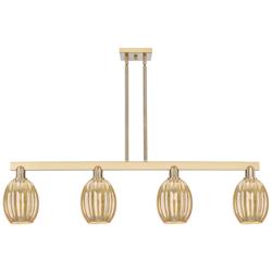 Preston 48"W 4 Light Champagne Stem Island Light With Bell Mecury Shade