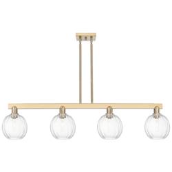 Preston 48"W 4 Light Champagne Stem Island Light With Clear Globe Shade