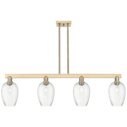 Preston 48"W 4 Light Champagne Stem Island Light With Flute Clear Shade