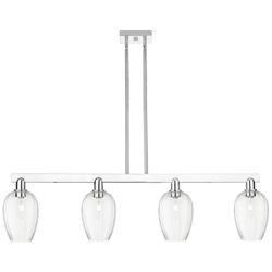Preston 48"W 4 Light Chrome Stem Island Light With Flute Clear Shade