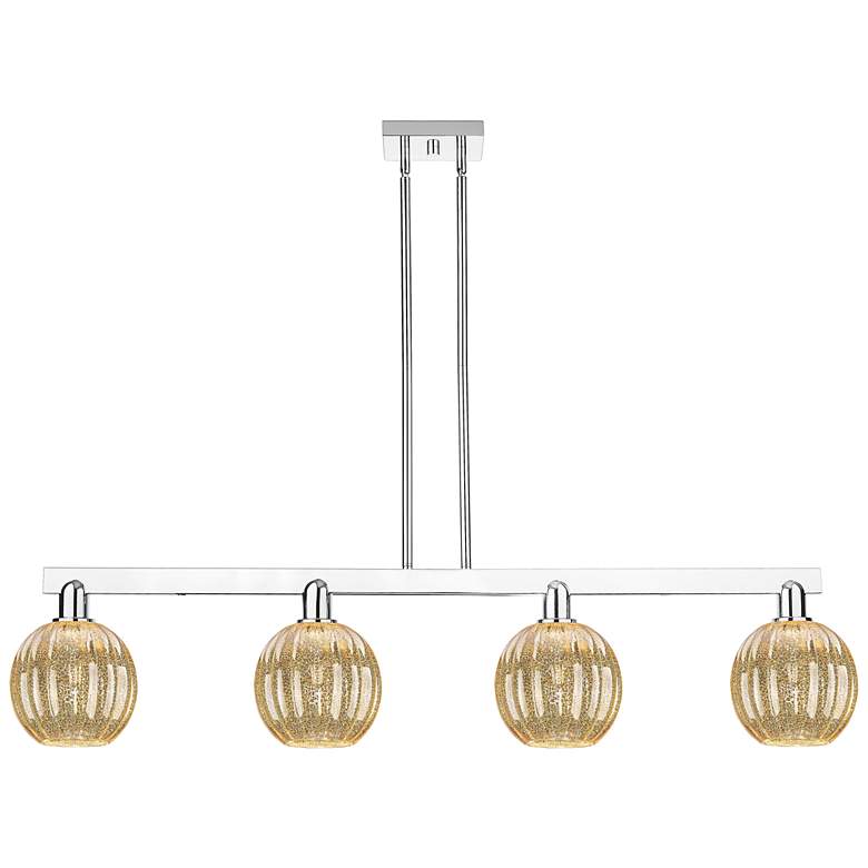 Image 1 Preston 48"W 4 Light Chrome Stem Island Light With Mercury Globe Shade