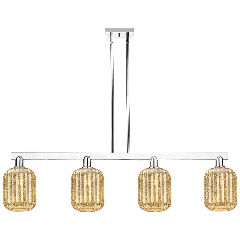 Image 1 Preston 48"W 4 Light Chrome Stem Island Light With Mercury Jar Shade