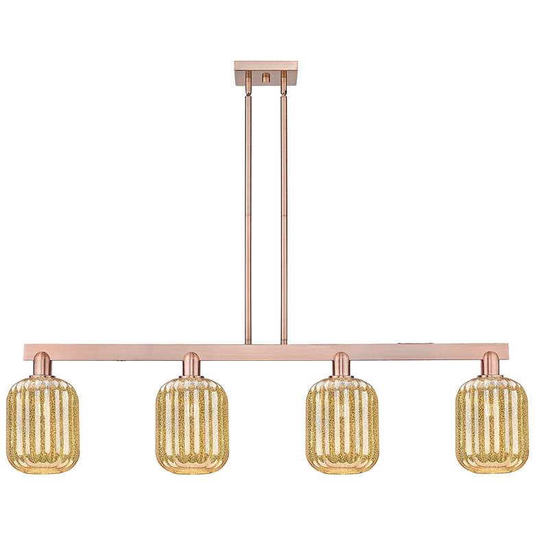 Image 1 Preston 48"W 4 Light Copper Stem Island Light With Mercury Jar Shade