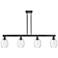 Preston 48"W 4 Light Matte Black Stem Island Light w/ Bell Clear Shade