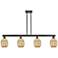 Preston 48"W 4 Light Matte Black Stem Island Light w/ Bell Mecury Shade