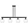 Preston 48"W 4 Light Matte Black Stem Island Light w/ Clear Globe Shade