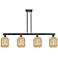 Preston 48"W 4 Light Matte Black Stem Island Light w/ Mercury Jar Shade