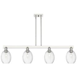 Preston 48"W 4 Light Nickel Stem Island Light w/ Bell Clear Shade