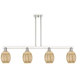 Preston 48"W 4 Light Nickel Stem Island Light w/ Bell Mecury Shade