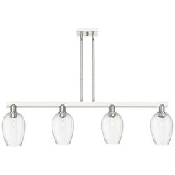 Preston 48"W 4 Light Nickel Stem Island Light w/ Flute Clear Shade