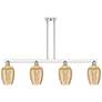 Preston 48"W 4 Light Nickel Stem Island Light w/ Flute Mercury Shade