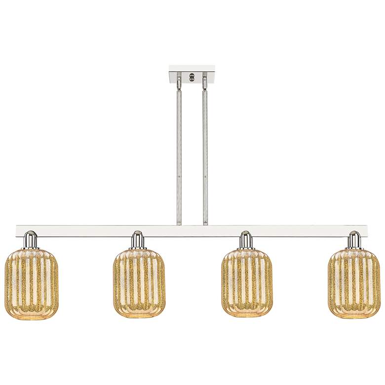 Image 1 Preston 48"W 4 Light Nickel Stem Island Light w/ Mercury Jar Shade