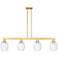 Preston 48"W 4 Light Satin Gold Stem Island Light With Bell Clear Shade