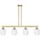 Preston 48"W 4-Lt Antique Brass Stem Island-Lt w/ Bell Clear Shade