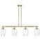 Preston 48"W 4-Lt Antique Brass Stem Island-Lt w/ Flute Clear Shade