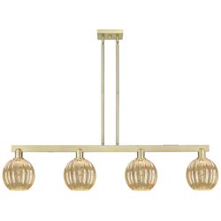 Preston 48"W 4-Lt Antique Brass Stem Island-Lt w/ Mercury Globe Shade