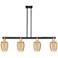 Preston 48"W 4-Lt Black Brass Stem Island-Lt w/ Flute Mercury Shade