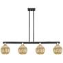 Preston 48"W 4-Lt Black Brass Stem Island-Lt w/ Mercury Globe Shade
