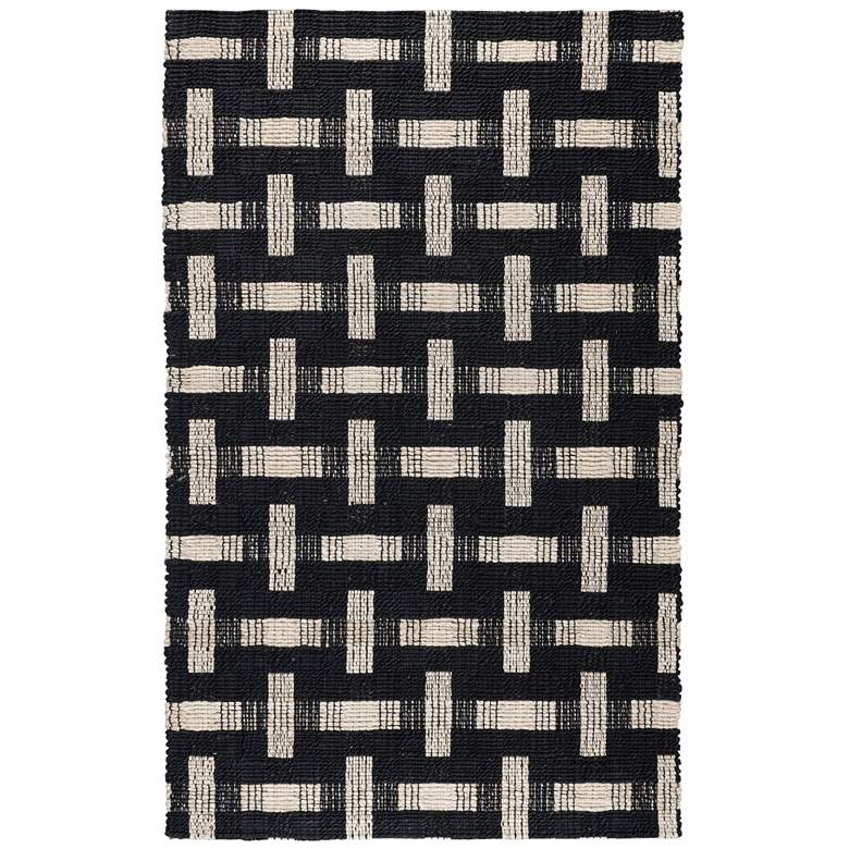 Image 1 Preston 5'x8' Black and Ivory Rectangular Jute Area Rug