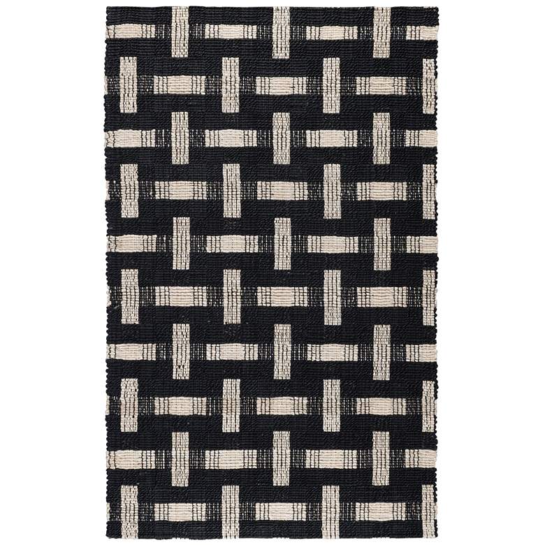 Image 1 Preston 5&#39;x8&#39; Black and Ivory Rectangular Jute Area Rug