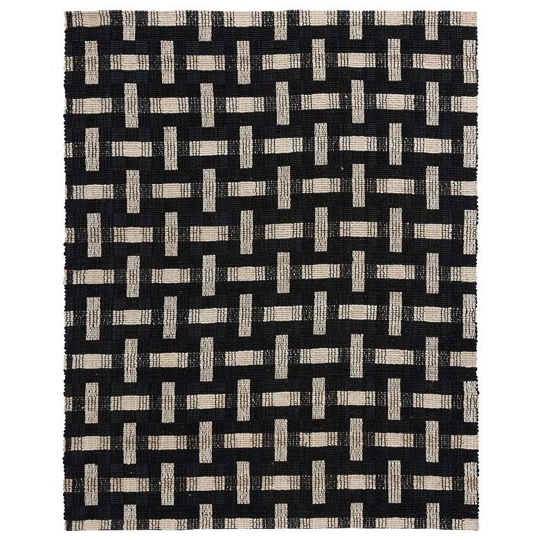 Image 2 Preston 5'x8' Black and Ivory Rectangular Jute Area Rug more views