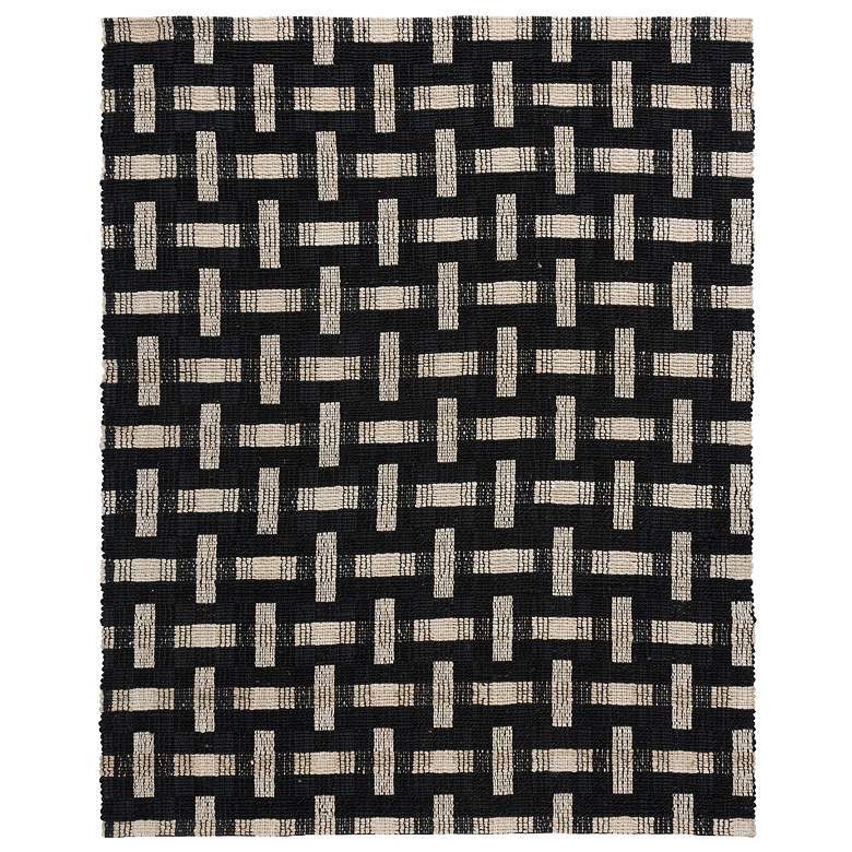 Image 2 Preston 5&#39;x8&#39; Black and Ivory Rectangular Jute Area Rug more views