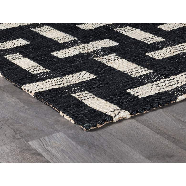 Image 4 Preston 5&#39;x8&#39; Black and Ivory Rectangular Jute Area Rug more views