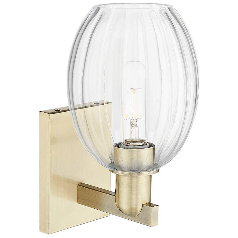 Image 2 Preston 6" High Antique Brass Wall Sconce With Bell Clear Shade more views