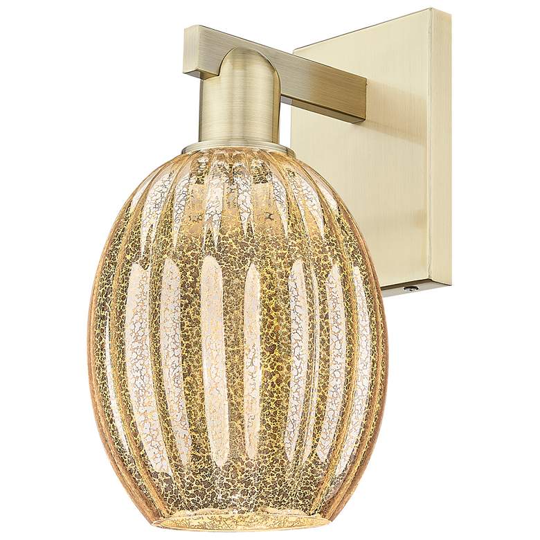 Image 1 Preston 6" High Antique Brass Wall Sconce With Bell Mercury Shade