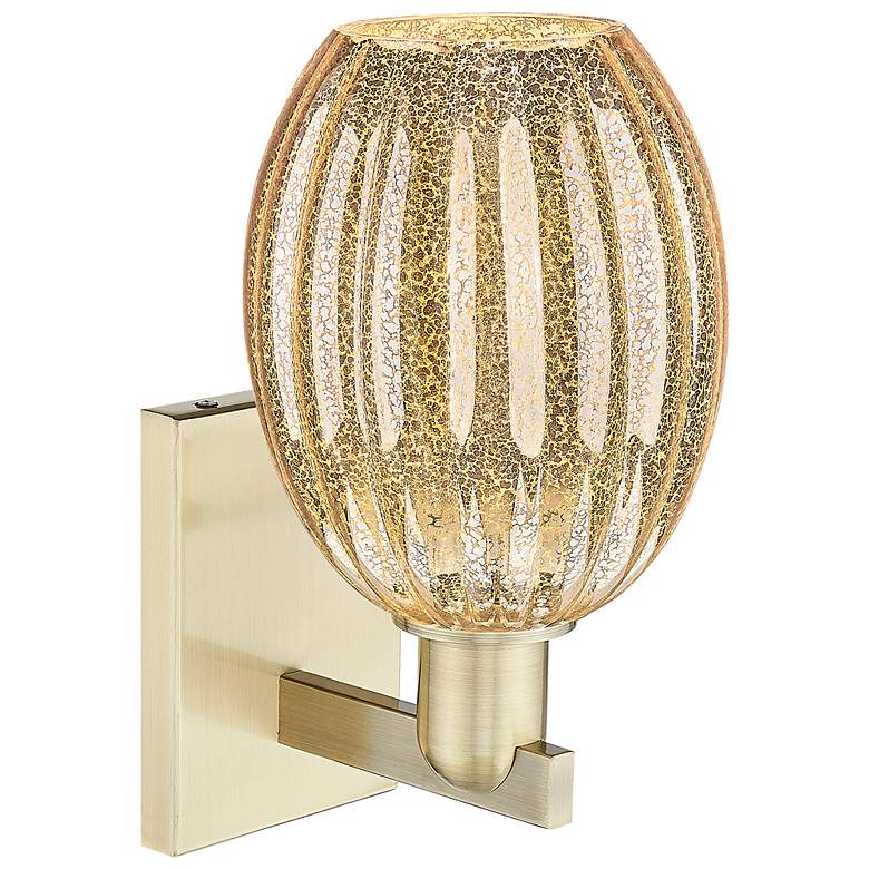 Image 2 Preston 6" High Antique Brass Wall Sconce With Bell Mercury Shade more views
