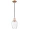 Preston 6"W Antique Copper Cord Mini Pendant With Flute Clear Shade