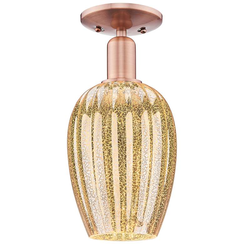 Image 1 Preston 6"W Antique Copper Semi-Flush Mount With Mercury Flute Shade